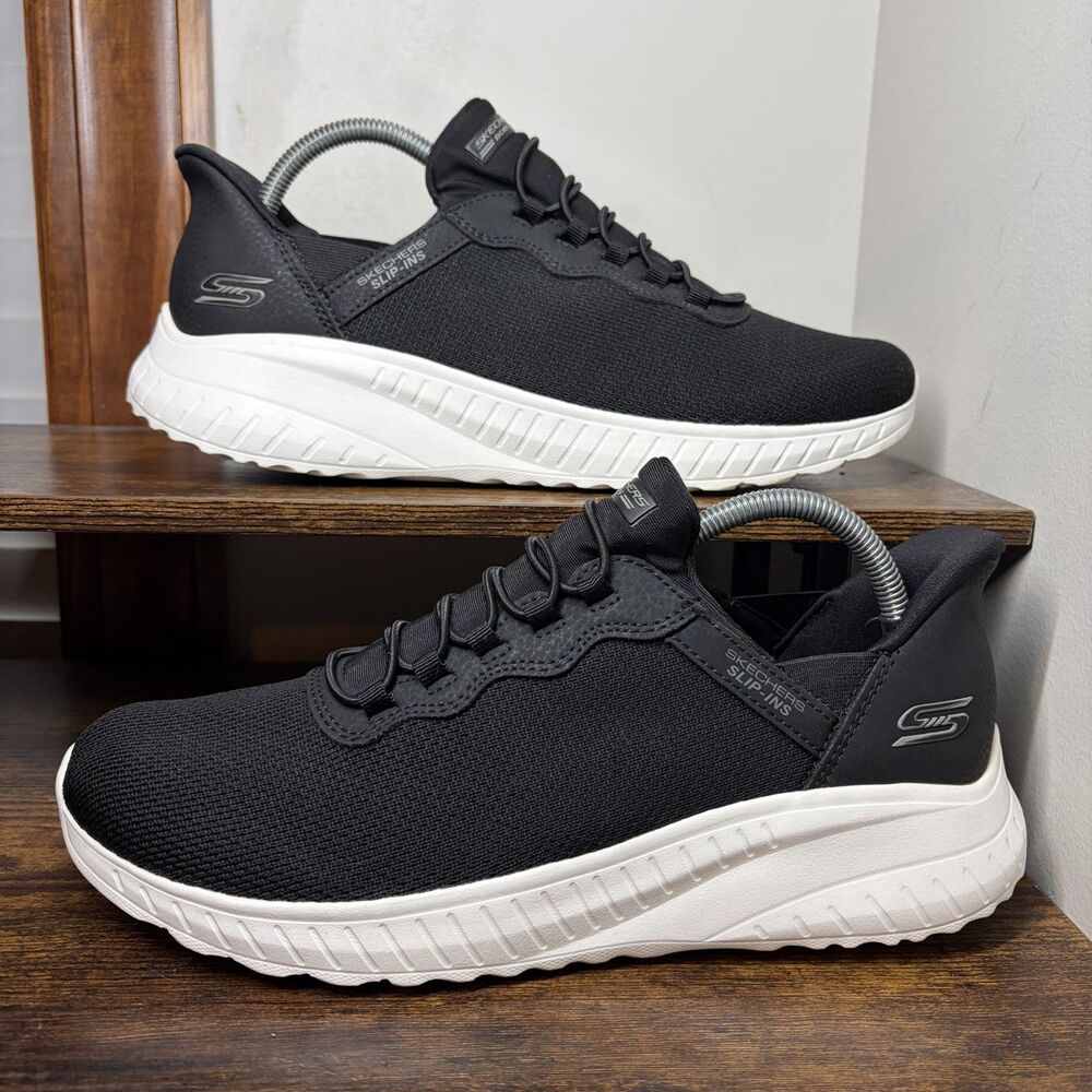Skechers BOBS Squad Chaos Slip-ins 117500W BLK Black Sneakers Womens 10 Wide